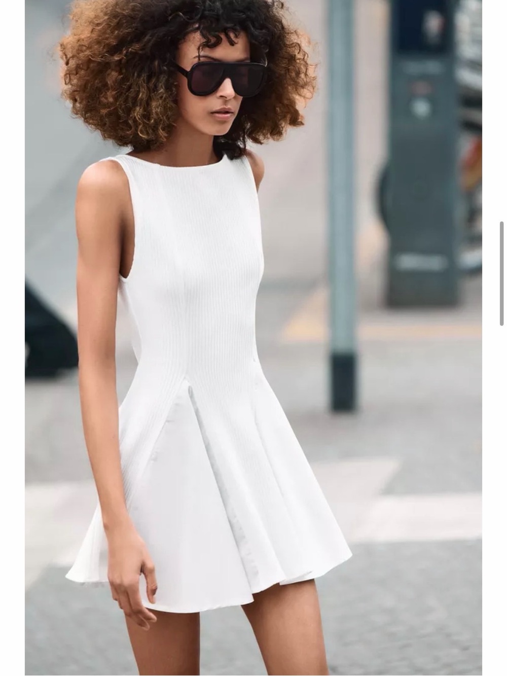 Sleeveless White Flared Mini Dress